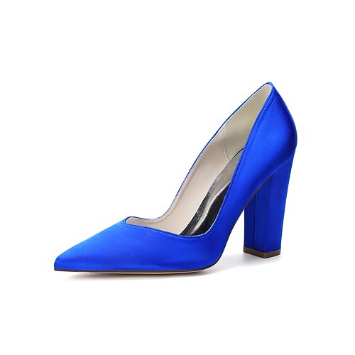 Marineblaue Damenpumps mit Blockabsatz, elegante Schuhe für die Mutter der Braut bei einer Hochzeit in der Stadt, bequeme Schuhe mit spitzer Zehenpartie und mittelhohem Absatz für formelle Anlässe