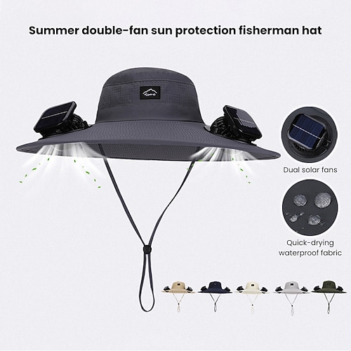 Neuer solarbetriebener Outdoor-Sonnenhut (2026) mit zwei Lüftern, digitaler Akkuanzeige, breiter Krempe, leichtem und atmungsaktivem Material – ideal zum Wandern, Angeln, Campen, Reisen, für den Image