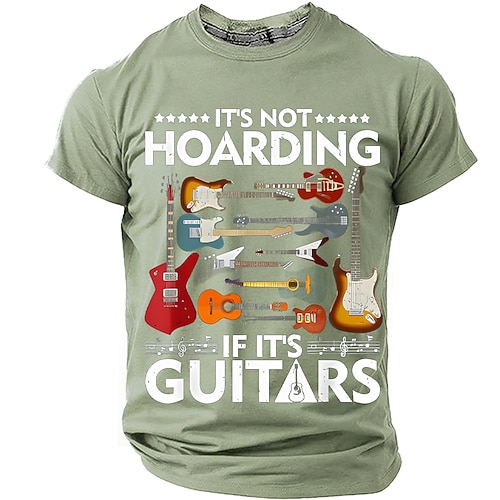 Herren-T-Shirt mit Gitarrenmotiv – „Es ist kein Horten, wenn es um Gitarren geht" – Lustiges Gitarristen-Motiv, Sammlergeschenk, Musiker-Humor, E-Bass, Akustikgitarre, Witz-T-Shirt, Kurzarm, Image