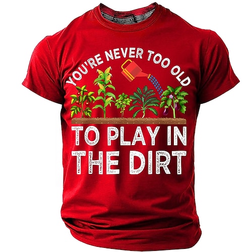 Vatertagsgeschenk für Herren: „Man ist nie zu alt, um im Dreck zu spielen" – Gartenarbeit mit Gießkanne – Lustiges Gärtnergeschenk – Grafik-T-Shirt – Normale Passform – Outdoor-Designerbekleidung – Image