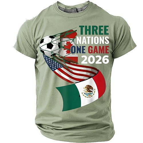 Fußball-Pokal 2026 Herren Lustiger Slang T Shirt Kurzarm T-Shirt 3D-Druck Rundhalsausschnitt Hemd Mode Täglich Täglich Straße Rote Himmelblau Minzgrün Sommer Frühling Bekleidung S M L XL XXL XXXL