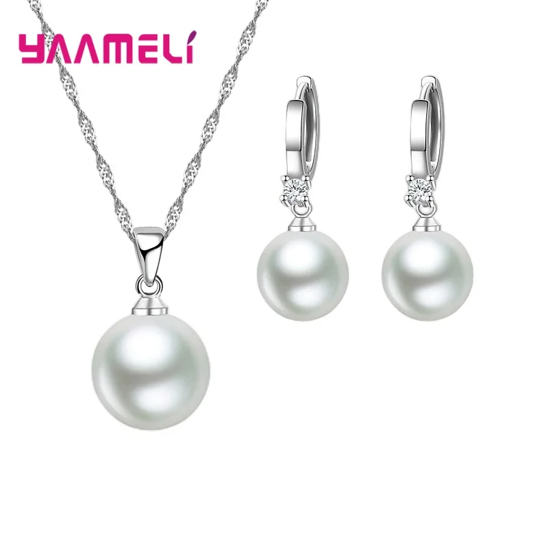 Set di gioielli in argento sterling 925 di moda, collane di perle d'acqua dolce, orecchini per donne e ragazze, regalo di anniversario super bello