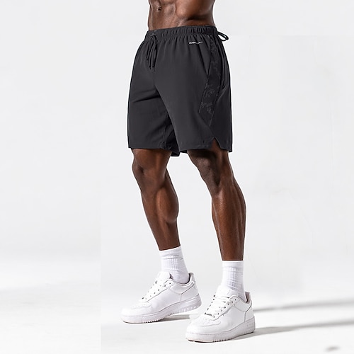 Herren Aktiv Shorts Freizeitshorts Sportliche Shorts Tasche Elastischer Bund Rein Einfach Einheitliche Farbe Schnelltrocknend Sport Über dem Knie Outdoor Fitnessstudio Training Sport Sportlich Blau Image