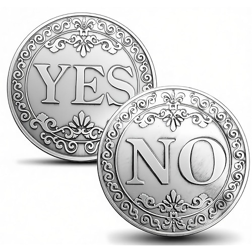 Neuheit Ja Nein Herausforderungsmünze Entscheidungsträger Münzen werfen Entscheidungsfindung Gedenksammlung Image
