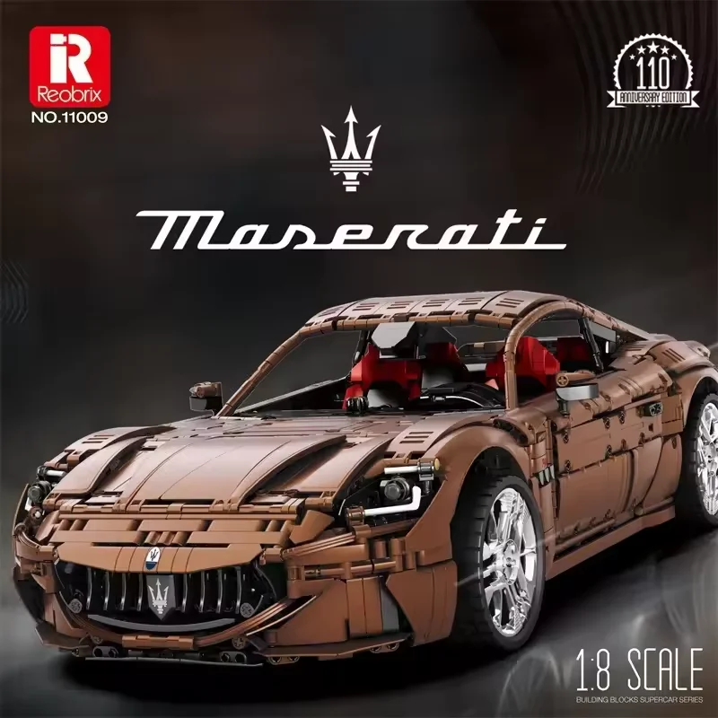 Blocchi da Costruzione Maserati 1:8, Auto Sportiva con Motore, Modello Tecnico Supercar, Giocattolo Creativo per Adulti, Regalo, 5480 Pezzi