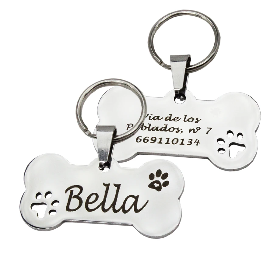 Portachiavi con incisione gratuita personalizzata con targhetta identificativa per animali domestici per portachiavi con ciondolo con etichetta per cani e cuccioli di gatto, accessori per animali