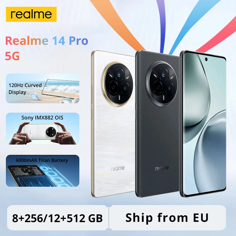 Smartphone Realme 14 Pro 5G, 256 GB/512 GB, processore Dimensity 7300 Energy 5G, fotocamera da 50 MP con OIS e sensore Sony IMX882, classificazione IP69