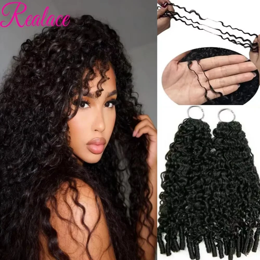 Extensioni di capelli umani ricci birmani con piume, all'uncinetto, veri e naturali, ricci afro, senza nodi, pre-separati per intrecciare, 300g