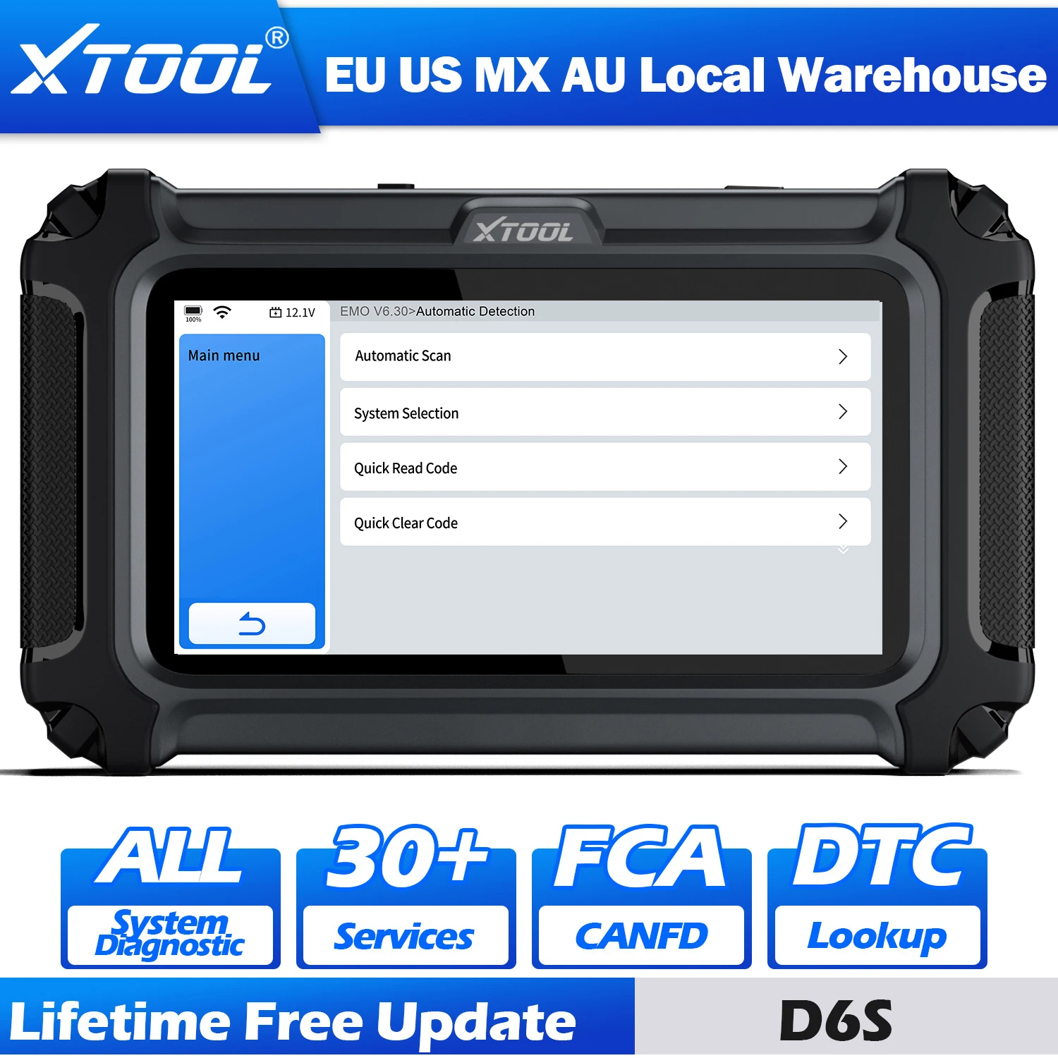 Scanner Diagnostico Automobilistico XTOOL D6S 2026, Strumento Diagnostico per Tutti i Sistemi, Aggiornamenti Gratuiti a Vita, CAN FD Integrato, FCA, 30+ Servizi, Lettore di Codici