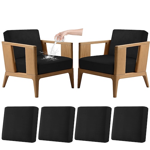4er-Set dehnbare Kissenbezüge für Terrassenmöbel, 100 % wasserdichte Ersatzbezüge für Gartenmöbel (Couch Sofa), waschbar und wiederverwendbar