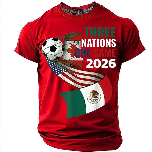 Fußball-Pokal 2026 Herren Lustiger Slang T Shirt Kurzarm T-Shirt 3D-Druck Rundhalsausschnitt Hemd Mode Täglich Täglich Straße Rote Himmelblau Minzgrün Sommer Frühling Bekleidung S M L XL XXL XXXL