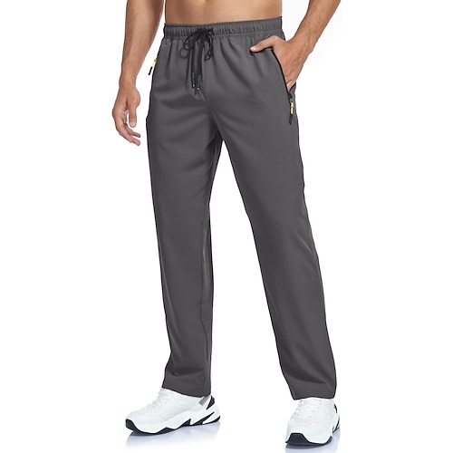 Herren Hose Freizeithose Sommerhose Wanderhose Schnelltrocknende Hose Kordelzug Tasche Elastischer Bund Einfach Komfort Schnelltrocknend Lässig Täglich Outdoor Mode Klassicher Stil Blau Schwarz Image