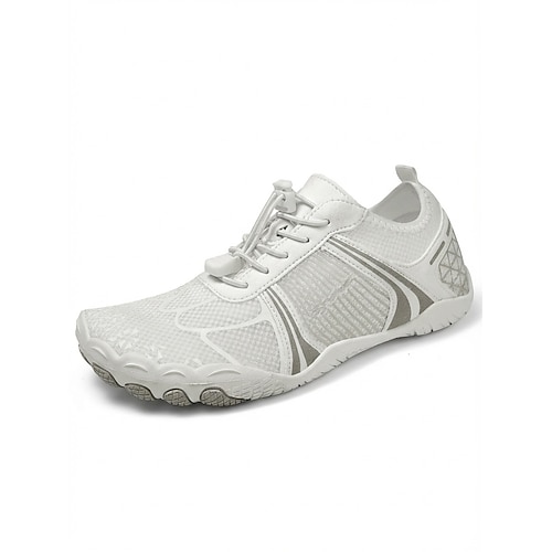 Weiße, schnelltrocknende Herren-Wasserschuhe, atmungsaktive, leichte Aqua-Sneaker für Wasseraktivitäten, Schwimmen, Strandspaziergänge, Küstenreisen, Flusswanderungen und Outdoor-Sportarten Image