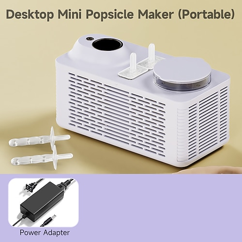 Mini-Eismaschine, tragbarer Schnellgefrierer für den Schreibtisch, friert Eis am Stiel in 30 Minuten ein, 2 Portionen für gesunde, selbstgemachte Leckereien, kompakt für Zuhause, Büro, Wohnmobil und Image