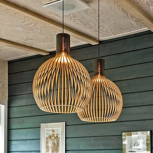 35 cm Hängelaternen-Design Pendelleuchte Holz Holz Vintage Naturinspiriert 110-240 V Image