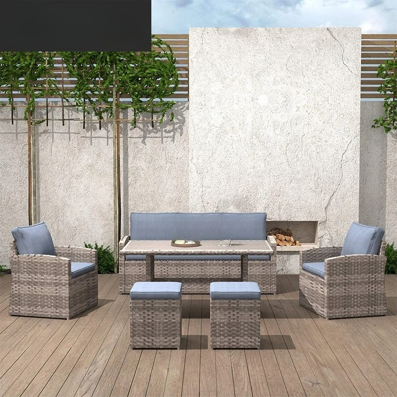 Outdoor-Sofa-Kombination, Innenhof, Rattan-Sofa, Balkon, Rattan-Kunst, Tisch und Stuhl, Terrasse, Freizeit, Rattan-Stuhl, Ecke