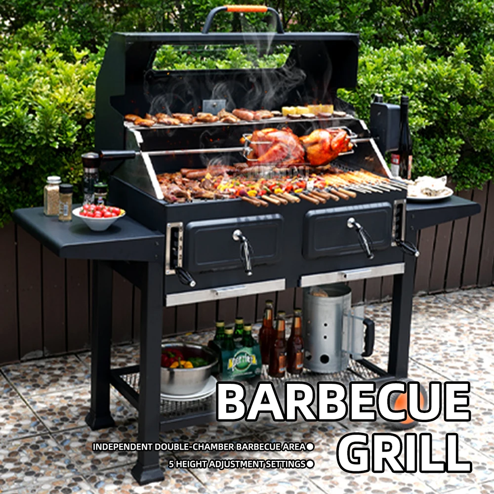 ​ Großer Elektrischer Drehspieß-Grill, Outdoor-Gartengrill mit Rotierendem Spieß für Amerikanischen Stil BBQ Image