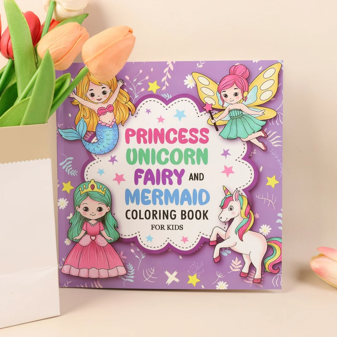 Malbuch mit Prinzessinnen, Einhörnern, Feen und Meerjungfrauen für Teenager – Malseiten mit magischen Fantasy-Charakteren, kreatives Geschenk Image