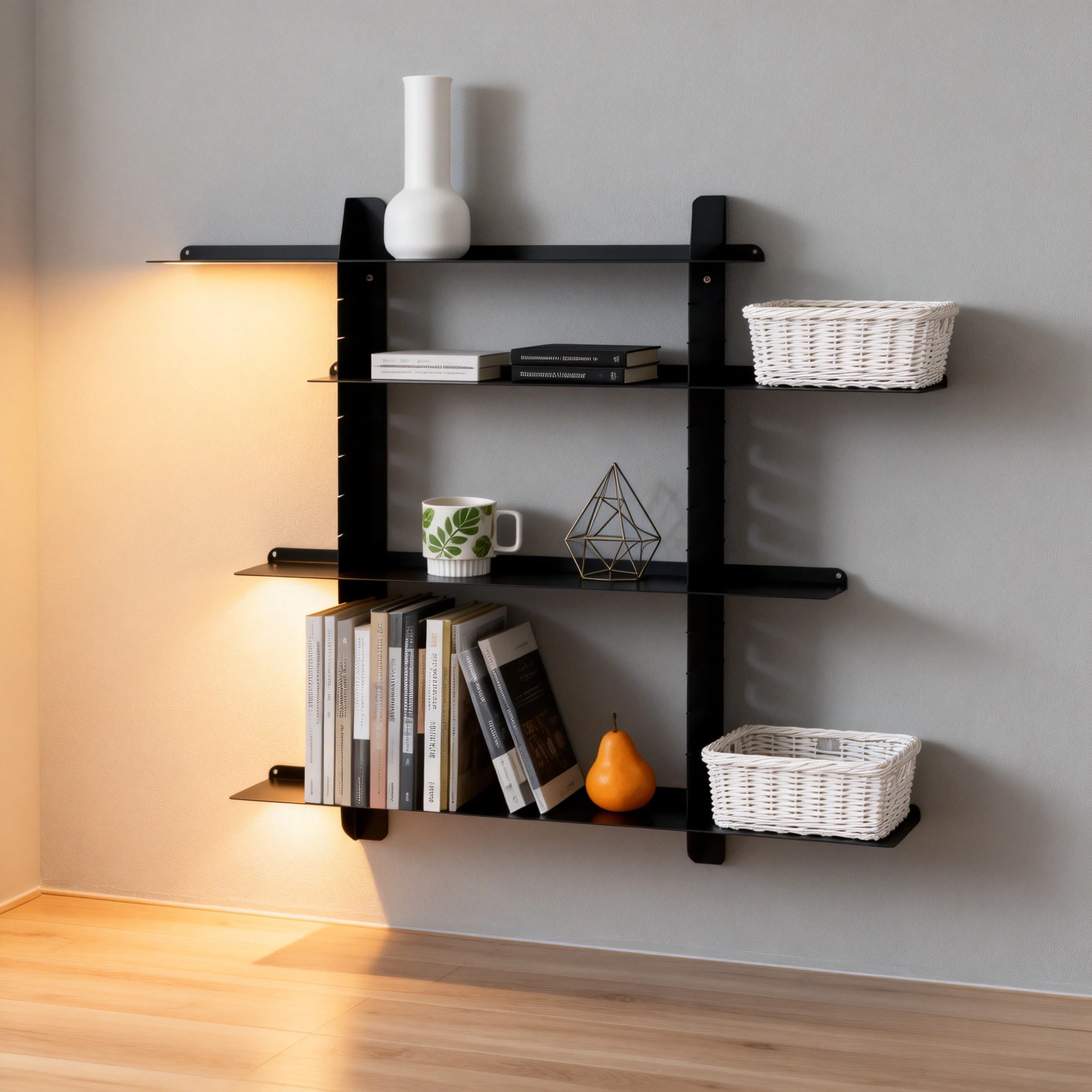 Wandmontiertes Industrielles Schweberegal, Ausziehbares Metall-Magazinregal, Minimalistisches Bücherregal, Wohnzimmer-Wanddekoration und Aufbewahrung Image