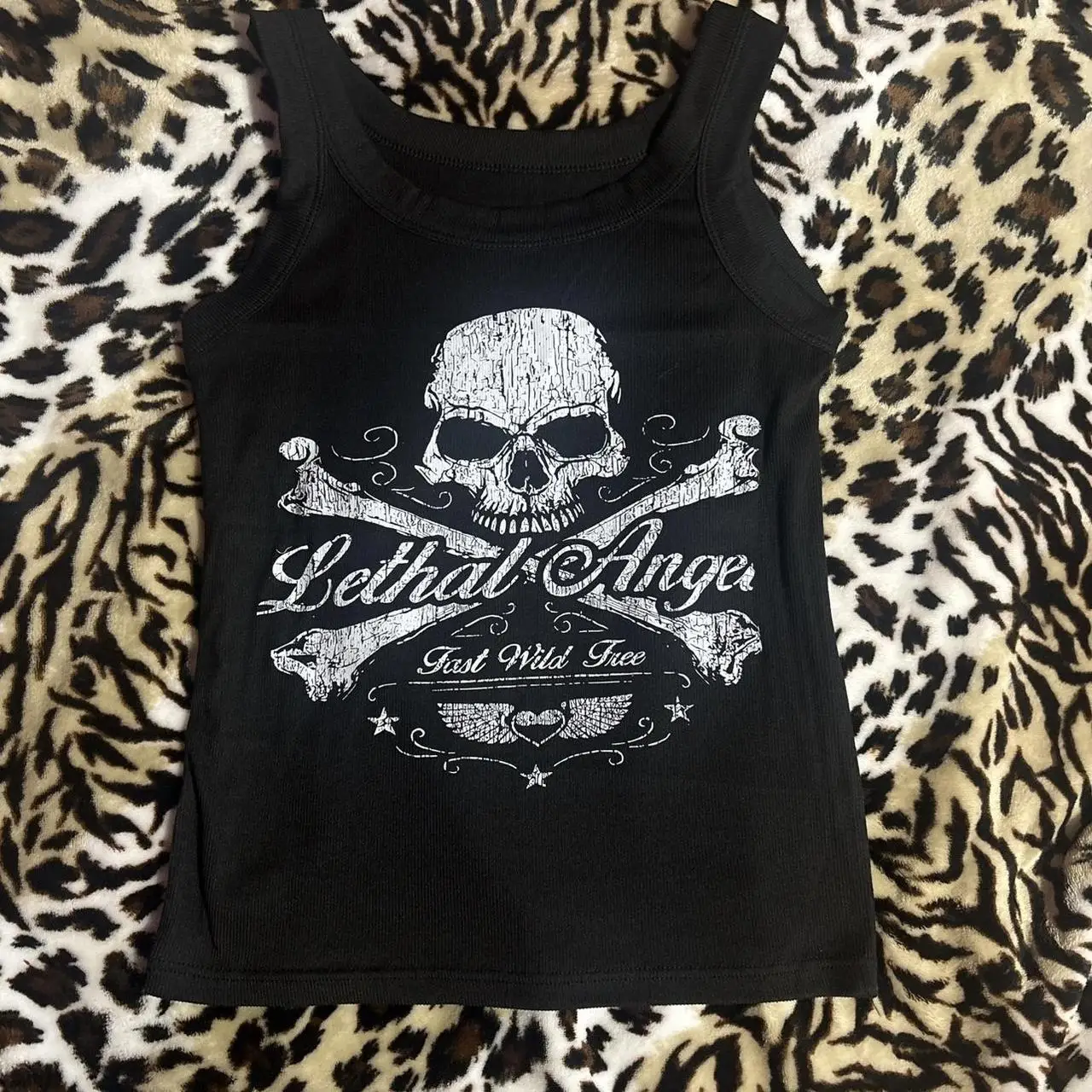 2000er Jahre, Y2K, Harajuku, neues Modell, geripptes Tanktop, Streetwear, trendige Persönlichkeitskleidung, Ganzjahreskleidung, Unisex, bequem, kurz, weich Image