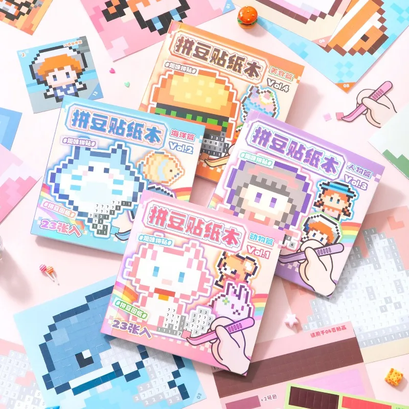Cartoon Pixel Tier Aufkleber DIY Perlen Malbuch Kinder Handarbeit Deko Sticker Image