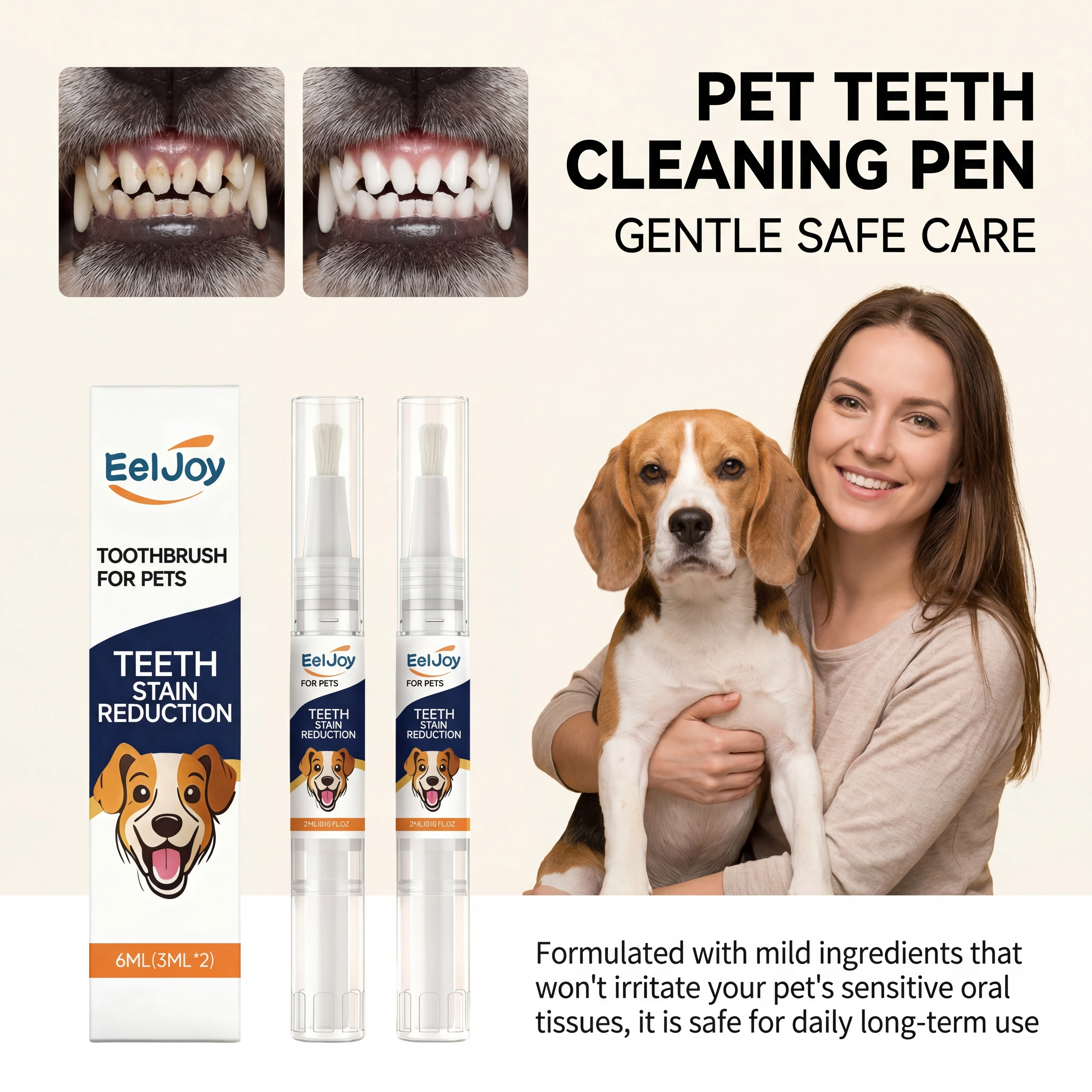 2 Stück Haustier-Zahnreinigungsstift für Hunde und Katzen, Plaque-Entferner, Frischer Atem, Zahnpflege-Set, Mundhygiene, Tragbare Bürste, Einfach zu Verwenden Image