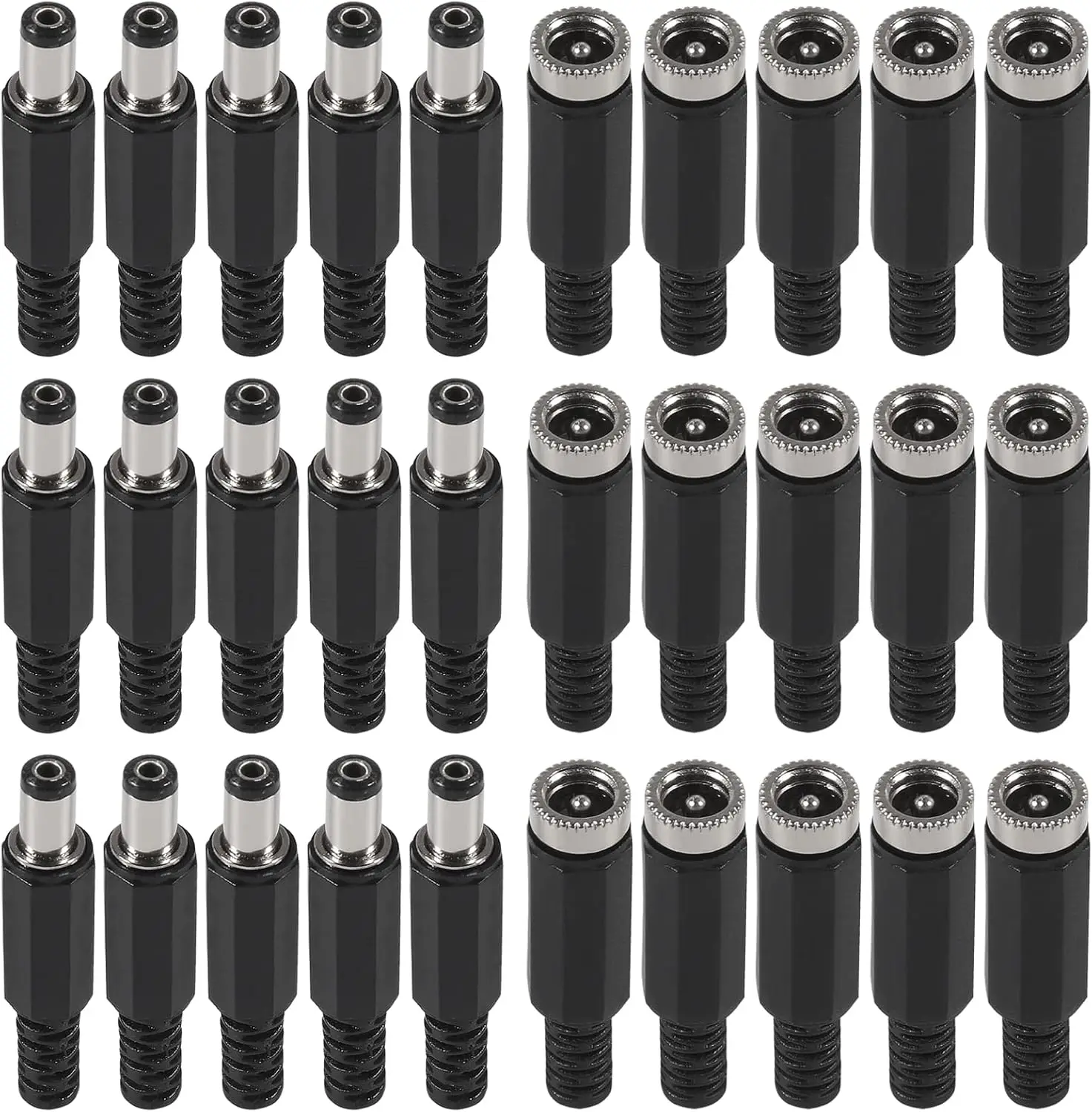 30 Stück DC-Buchsen 5,5mmx2,1mm Buchse auf Stecker Stromadapter-Verbinder Klinkenbuchse Stecker-Buchse-Adapter für Elektronik Image