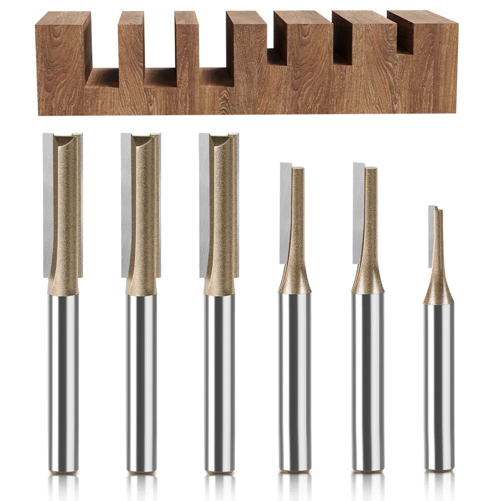 6mm Schaft CNC Gerade Bit Flush Trim Einzelne Doppel Flöte Router Bit Wolfram Hartmetall Fräser Holzbearbeitung Werkzeuge Image