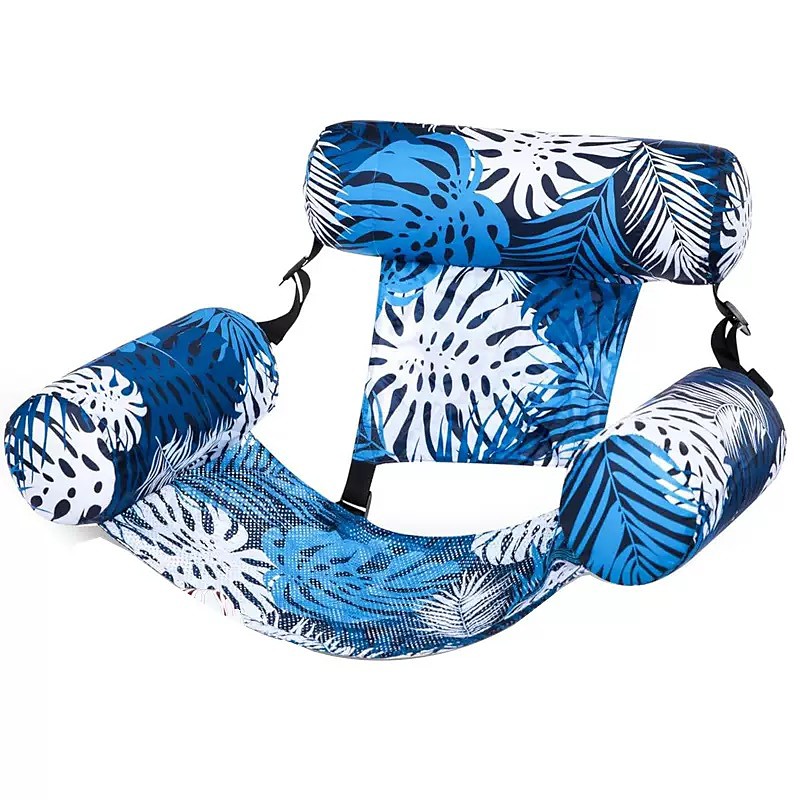 Inflatable Pool Chair Thickened Floating Lounge, PVC Oxford Fabric Water Hammock Seat with Pool Noodle Support, Adult Pool Float Lounger for Pool, Lake, Beach, Backyard Party, Summer Relax Float