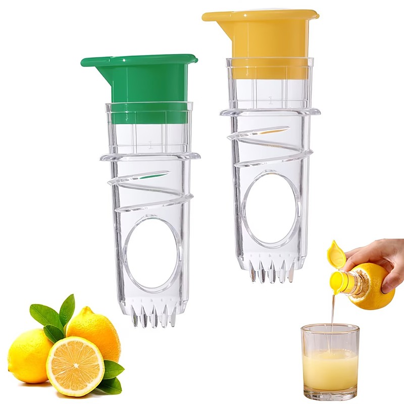 2pcs Manual Juicer Multifunctional Small Household Plastic Lemon Juicer Orange Fruit Juicer with Separation and Pressing - Juicing Tool Manual Fruit Squeezer with Rotation and Fresh Juice Filtration