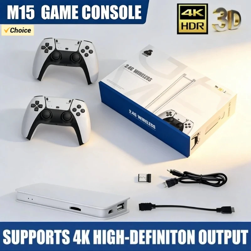 Manettes de jeu sans fil M15, mini console de jeu portable pour TV, jeu vidéo 128G, plus de 20000 jeux rétro, sortie HD, deux joueurs pour PS1