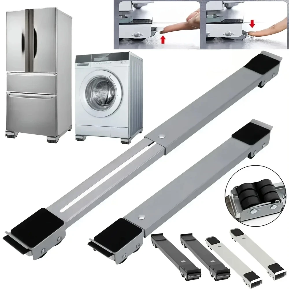 2PCS Washing Machine Stand Mobile Base Adjustable Roller Furniture Dolly Refrigerator For Washing Machine,Furniture Lifter