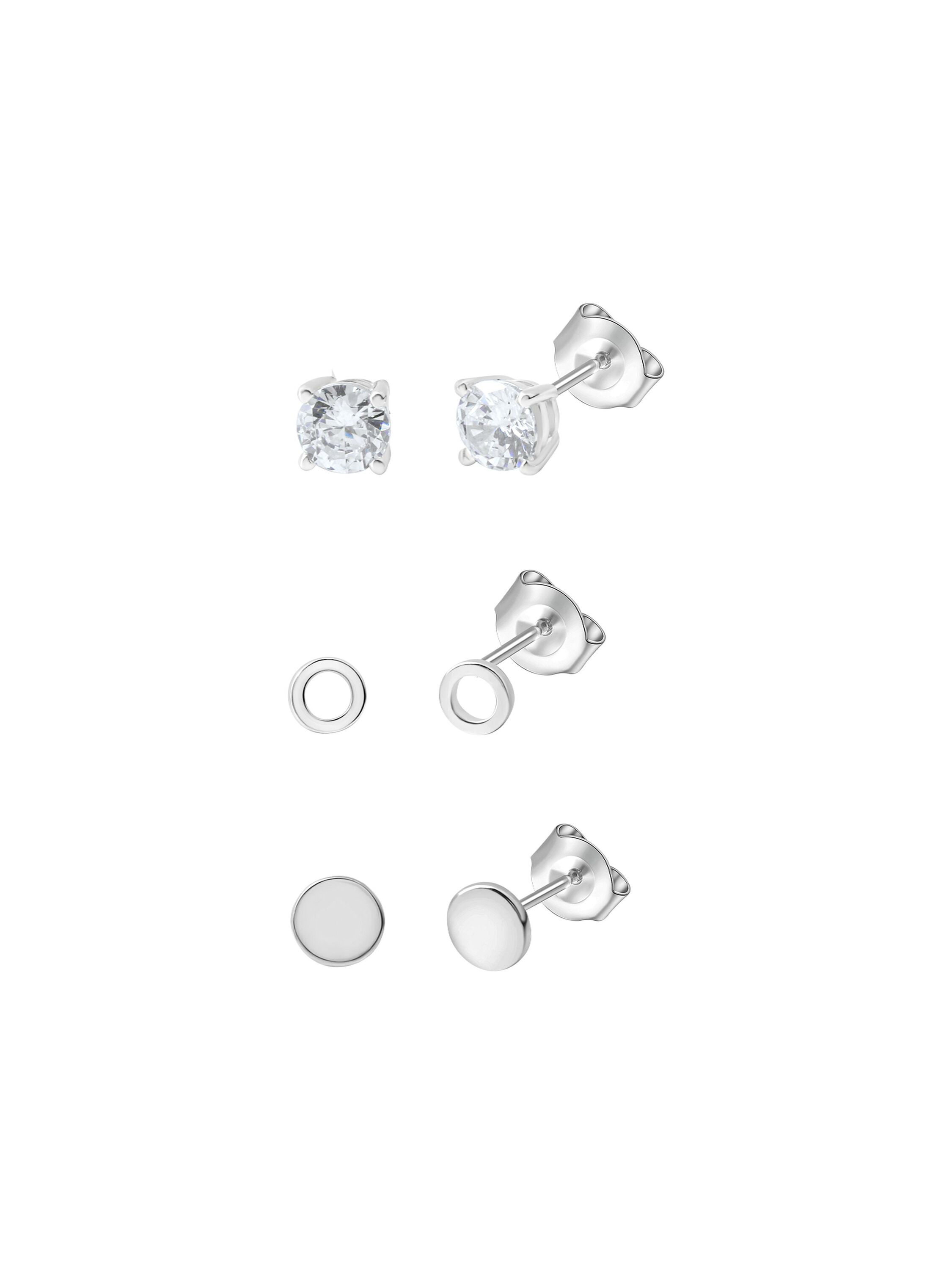Celesta Silber Ohrstecker Set 925 Sterling Silber rhodiniert Zirkonia