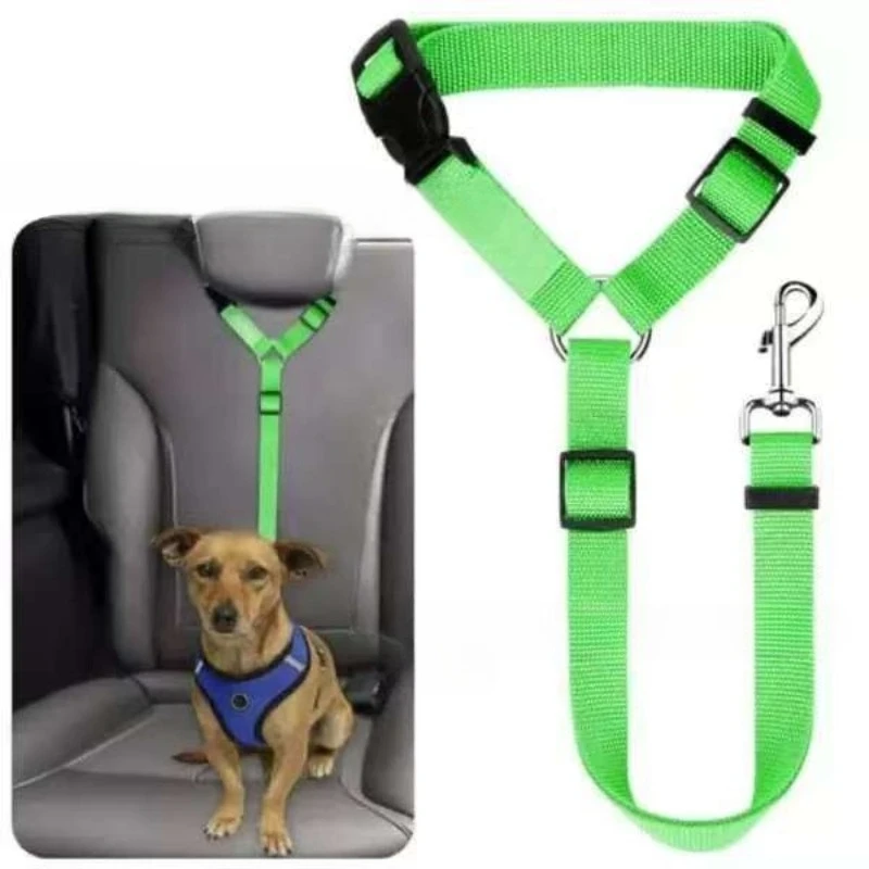 Cintura di Sicurezza per Auto per Animali Domestici 2-in-1 in Tinta Unita, Guinzaglio in Nylon, Cintura di Sicurezza per Sedile Posteriore, Collare Regolabile per Cani, Accessori per Animali Domestici