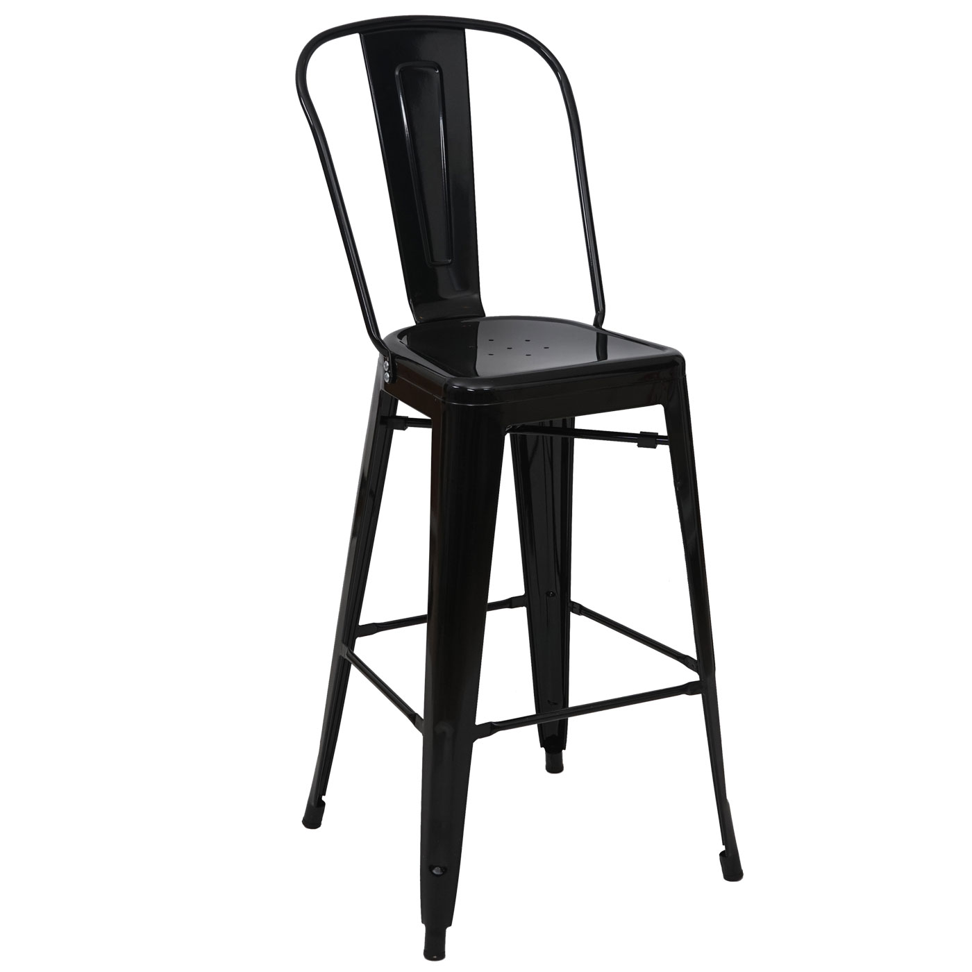 Barhocker HWC-A73, Barstuhl Tresenhocker mit Lehne, Metall Industriedesign ~ schwarz Image