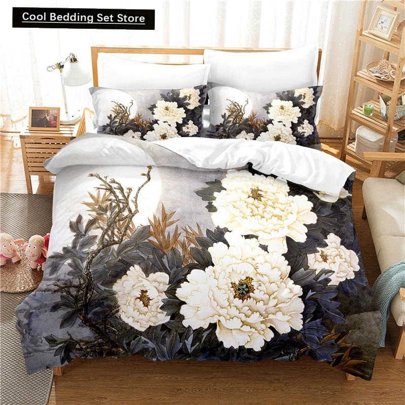 Ensemble de literie à fleurs élégantes, housse de couette, literie 3d, impression numérique, taille Queen, ensemble de literie en Polyester, Design de mode coloré