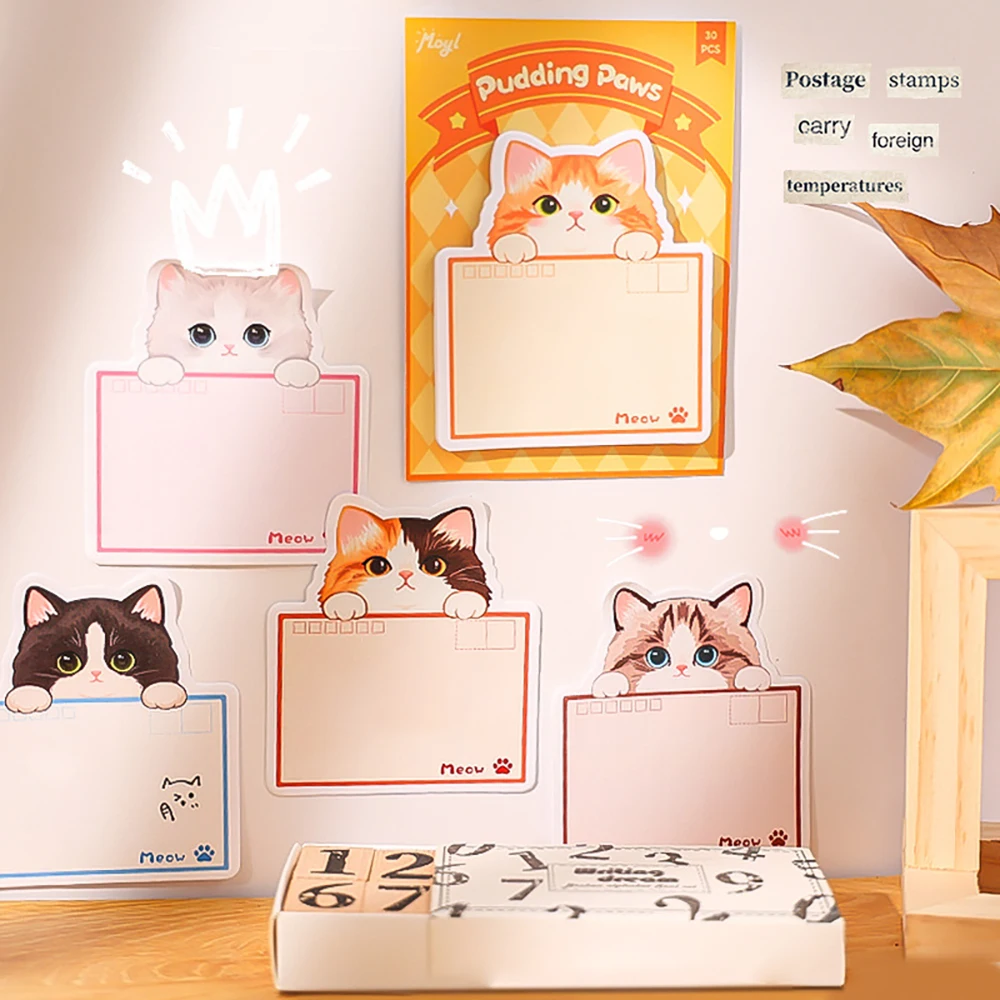 Niedliche kleine Katzen-Haftnotizen, selbstklebende Nachrichten, Notizblock, DIY-Notizbuch, Dekorationsmaterial aus Papier Image
