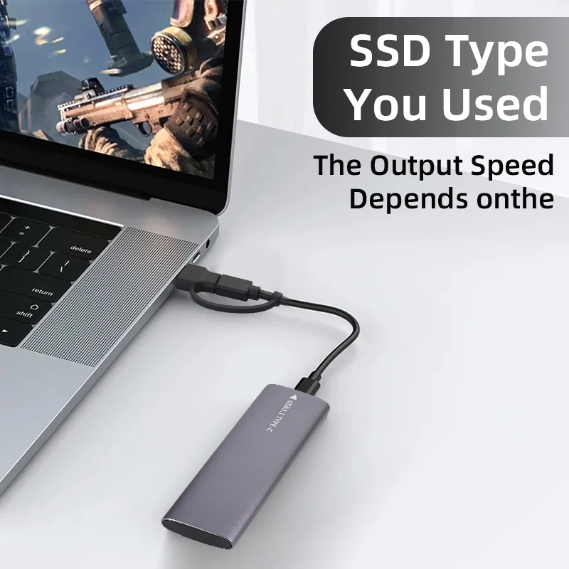 M2 NVMe SSD-Gehäuse 10Gbps HDD-Box M.2 NVME NGFF zu USB 3.1 Externes SSD-Gehäuse Typ-A zu Typ-C Kabel für 2230/2242/2260/2280 Image