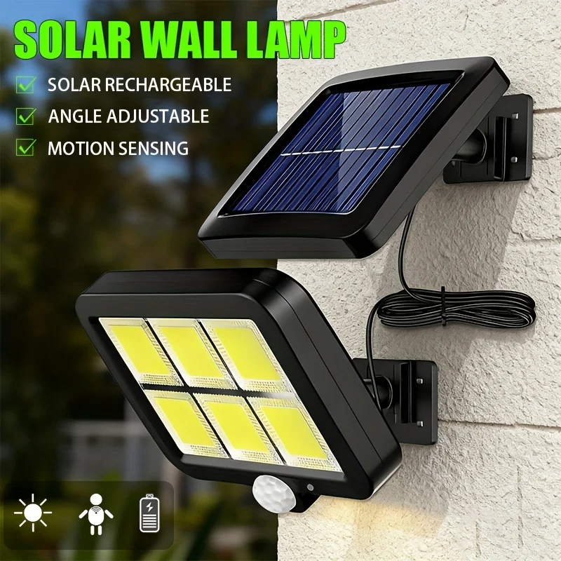 Solarleuchte mit Bewegungsmelder für den Außenbereich, wiederaufladbar, 1/4/6 COB-Solar-Wandleuchten, wasserdicht, für Notfälle, Straße, Garten, Veranda, LED-Beleuchtung