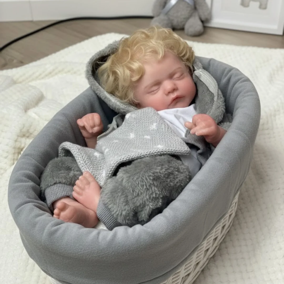 18 Zoll große, realistische Silikon-Reborn-Puppe mit offenem Mund, Mädchen oder Junge, mit eingewachsenem Haar, lebensecht, weich, wie ein echtes Neugeborenes.