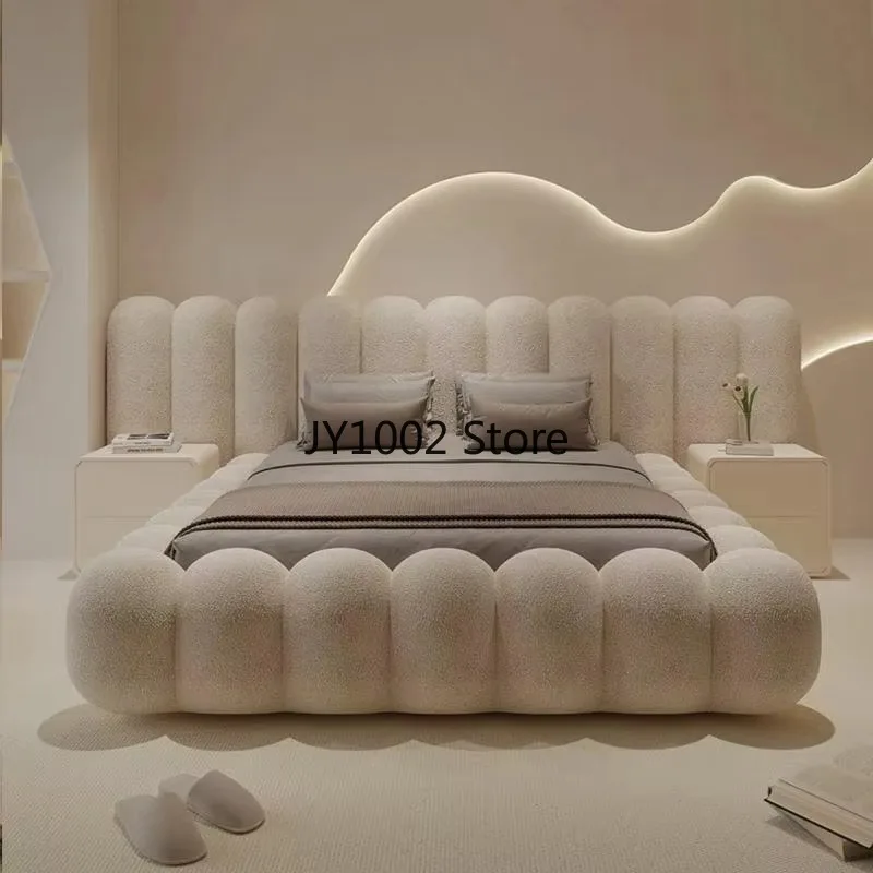 Maßgefertigte Schlafzimmermöbel Gepolsterte Stoffbetten Moderne Luxus Kingsize Queensize Doppelbetten Holzbettrahmen Image