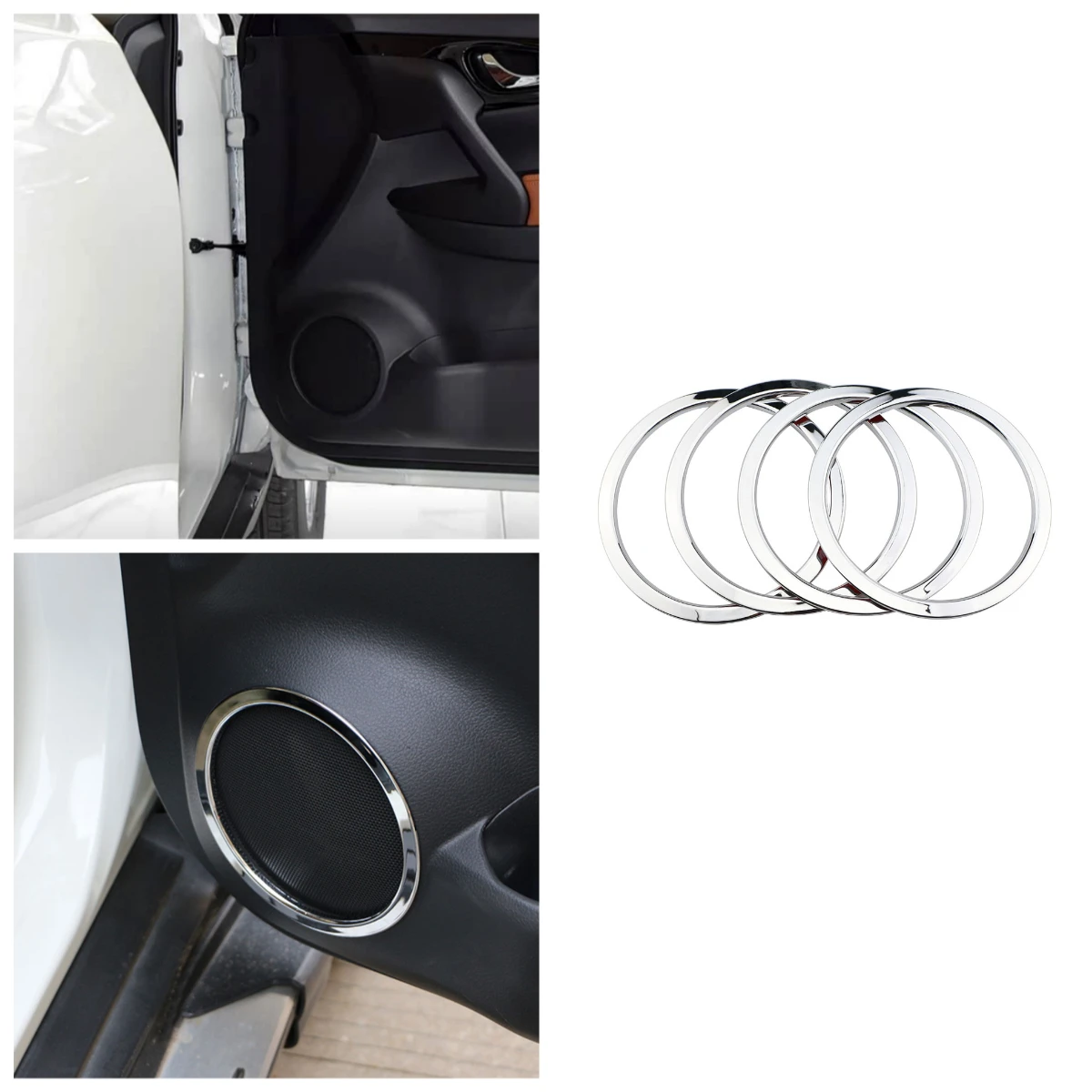 4-teiliges Set Autotür-Lautsprecherringe für Nissan X-TRAIL XTrail T32 2014 - 2022, Klangring-Abdeckung, ABS Chrom-Zierleiste Image