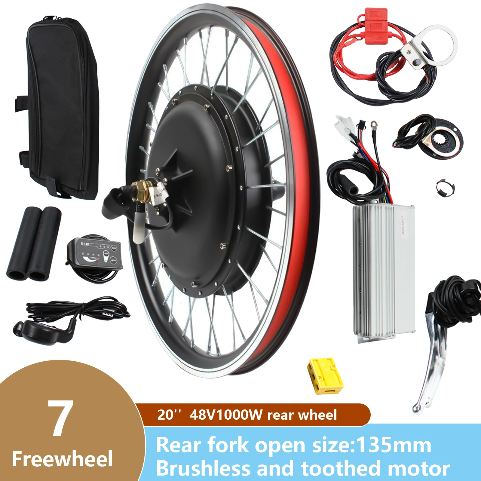 20 Zoll Vorder-/Hinterrad Elektro-Umrüstsatz 48V 1000W LED-Display E-Bike Umrüstsatz Image