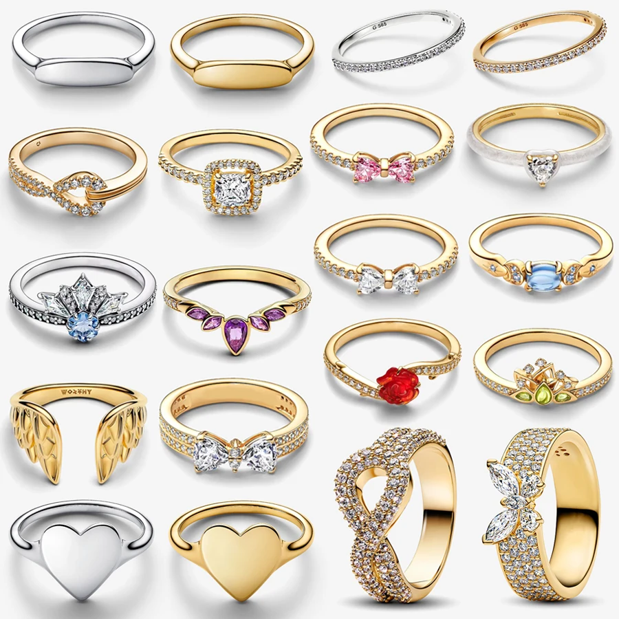 2026 Neu 925 Silberfarbener Chakra-Herz Glänzender Schleifen-Bienen-Prinzessinnen-Kronen-Ring Exquisites DIY Charm-Schmuckgeschenk für Festivals Image