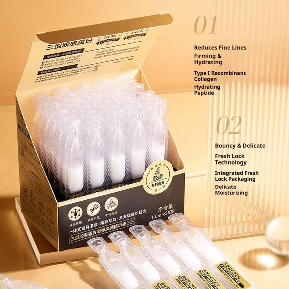 Einmal-Anwendbare Kollagen III Essenz Sanft Nicht Reizend, Verbessert Feine Linien & Mattigkeit Langanhaltende Feuchtigkeitspflege für Strahlende Haut Image