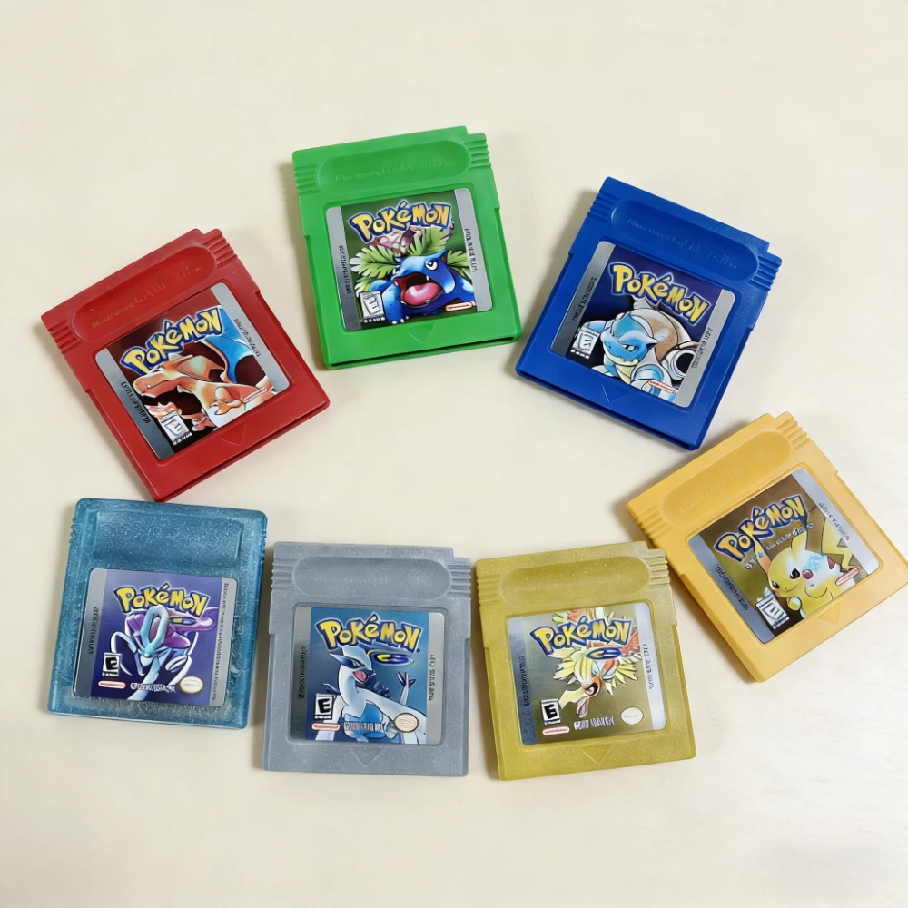 Pokemon-Serie 16-Bit GBC Spielkassette Klassische Rot Grün Kristall Silber für GBC Videospiel-Konsole