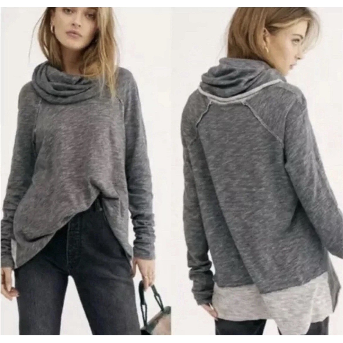 Free People Sweaters | Fp Beach Cocoon Sweater Women's Small/Medium Cocoon Grey Cowl Neck Free People | Color: Gray | Size: M