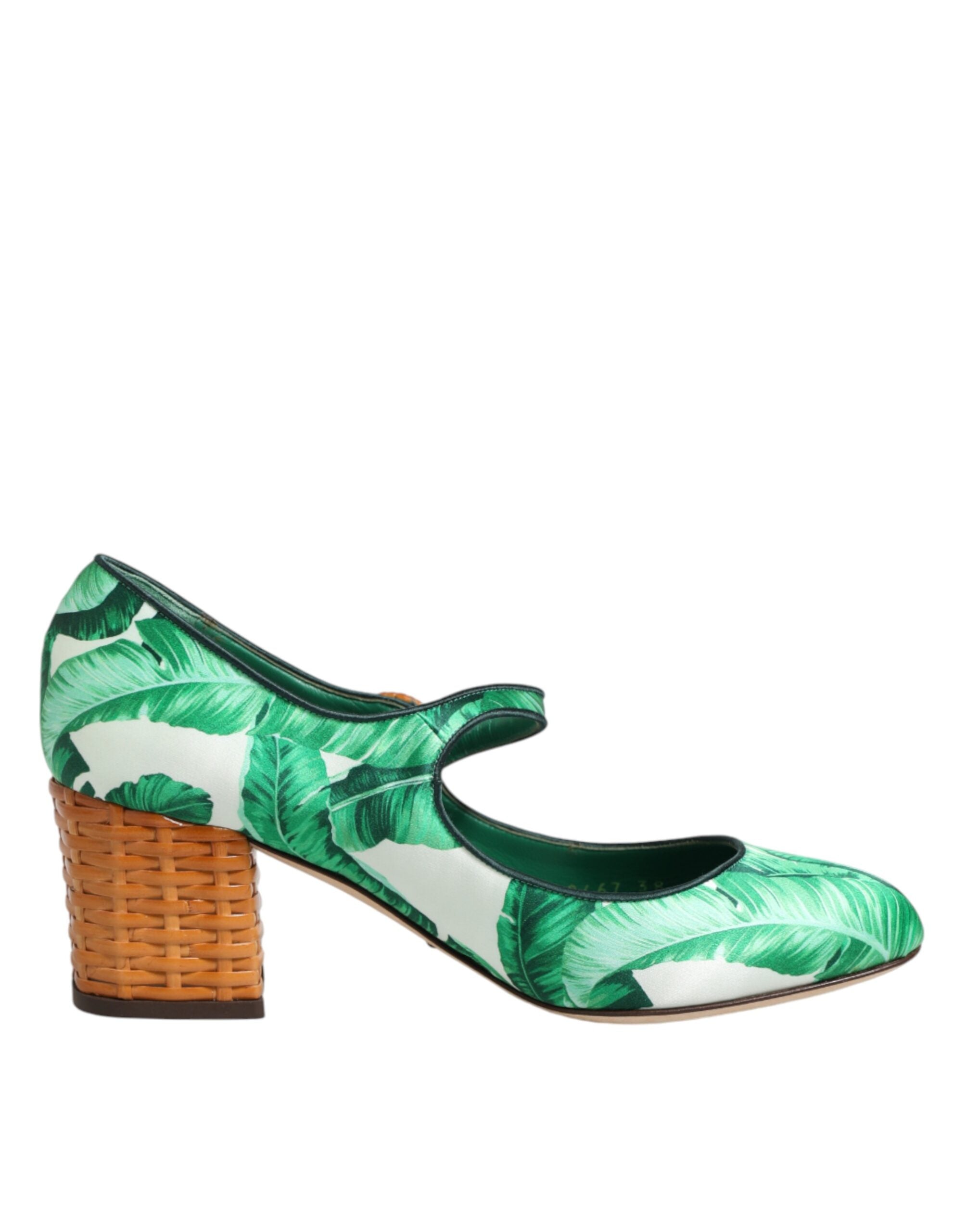 Dolce & Gabbana Grüne Seiden MARY JANES Blatt Sandalen Schuhe