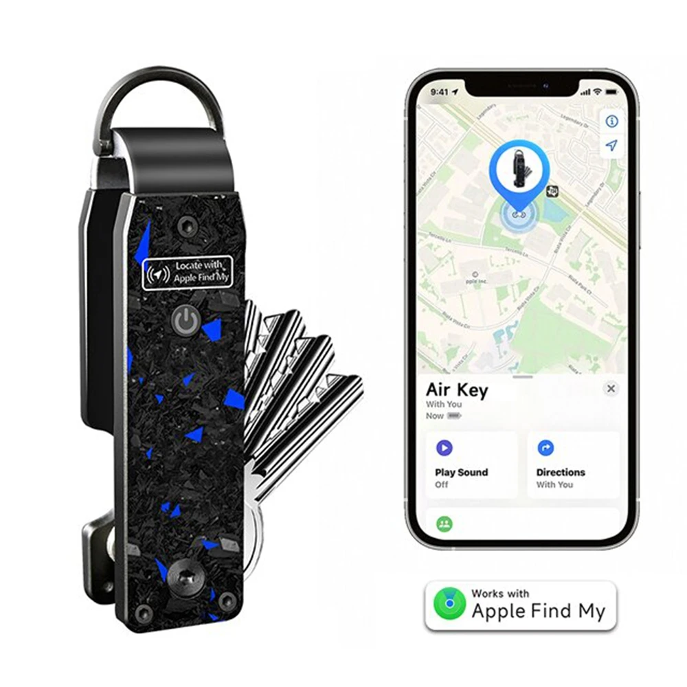 Portachiavi Air, Organizzatore di Chiavi Compatibile con Apple Find My, Chip AirTag Integrato, Portachiavi per Auto con Localizzatore GPS, Trova Chiavi (Solo iOS)