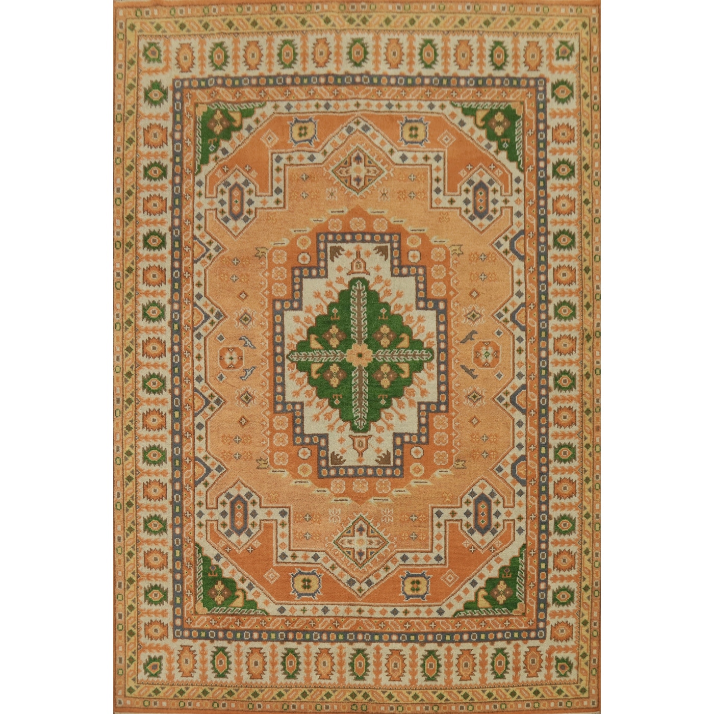 Handmade Geometric Kazak Indian Area Rug Handmade Wool Carpet - 11' 10'' X 8' 9''